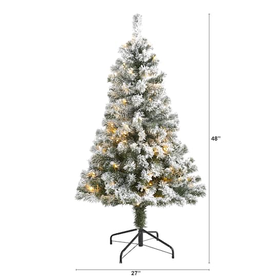 4ft. Pre-Lit Flocked West Virginia Fir Artificial Christmas Tree, Clear LED Lights